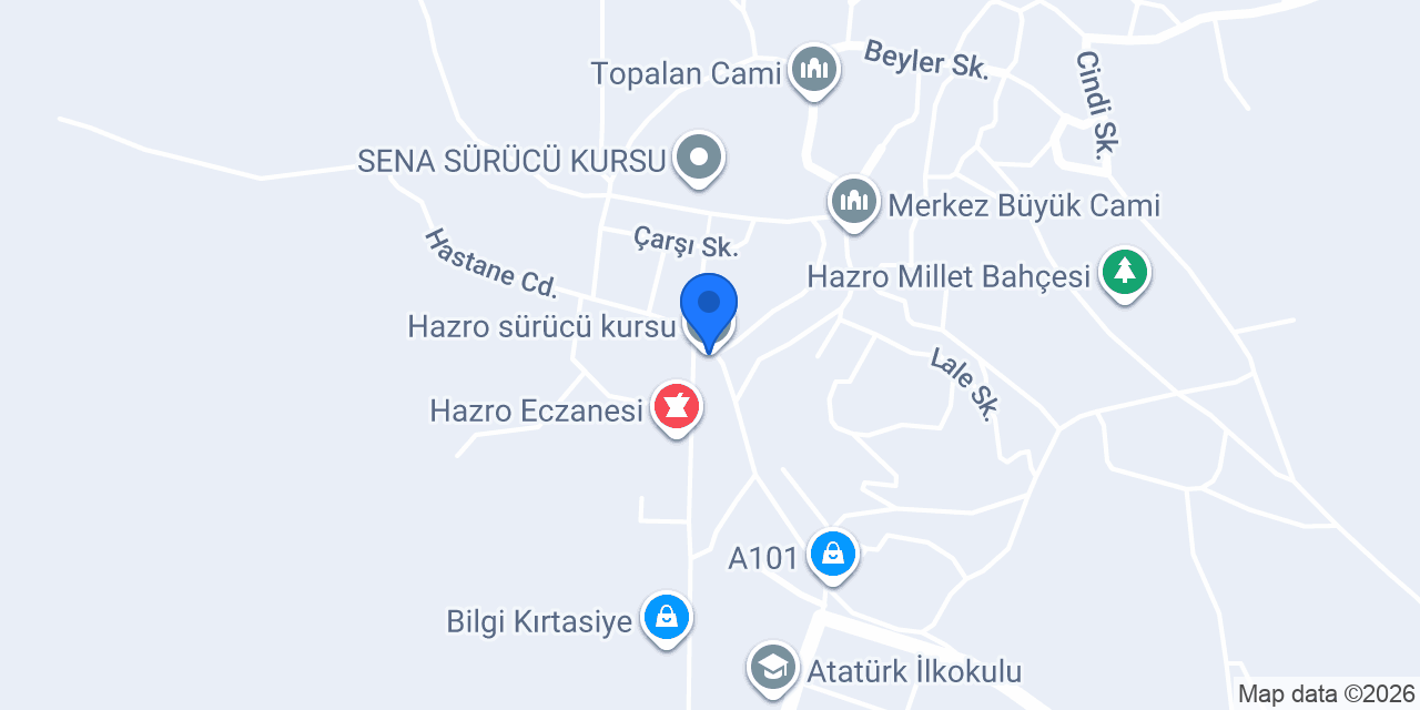 Hazro sürücü kursu konumu