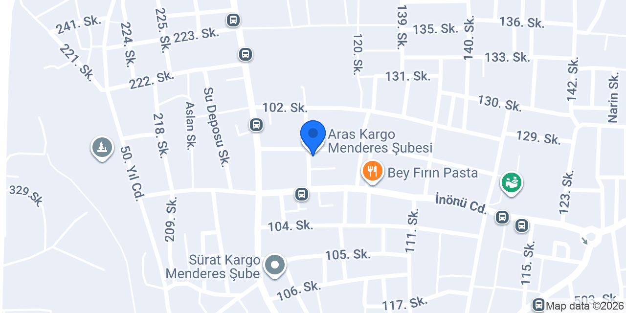 Aras Kargo Menderes Şubesi konumu