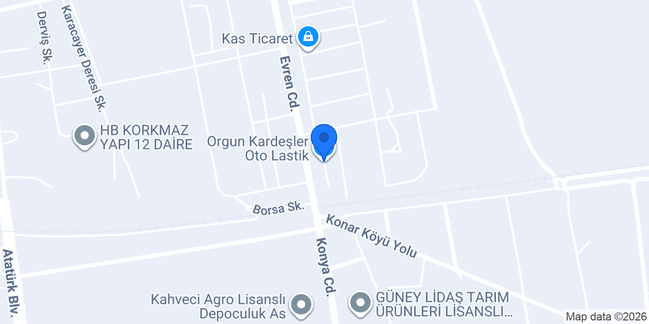 Orgun Kardeşler Oto Lastik konumu