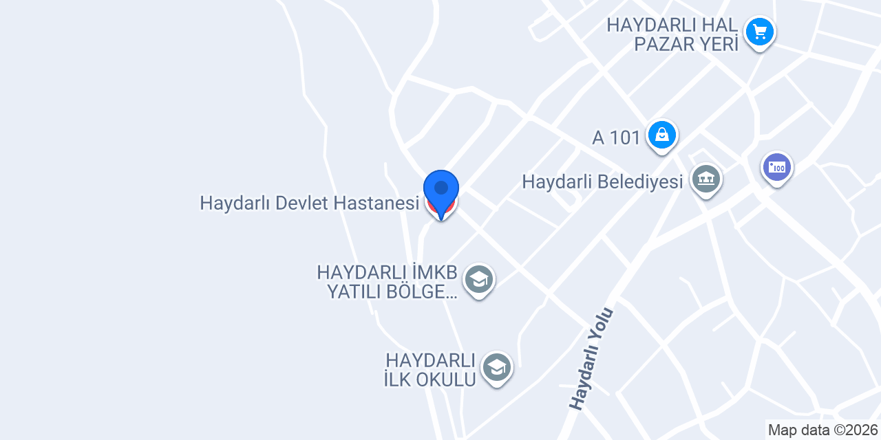 Haydarlı Devlet Hastanesi konumu