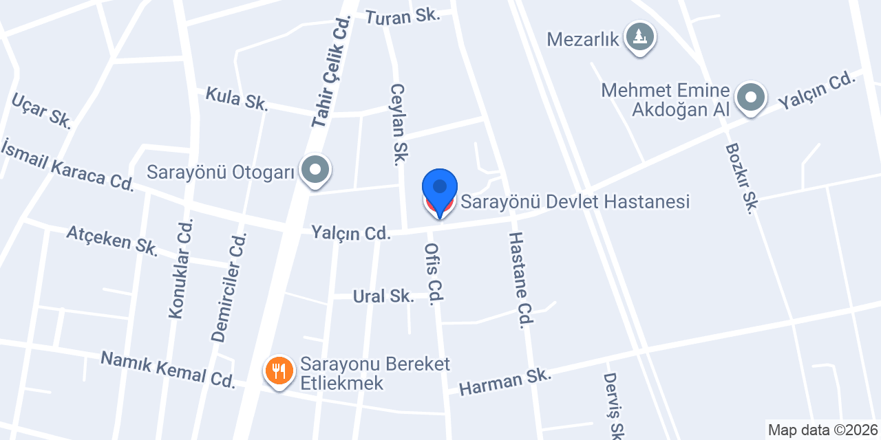 Sarayönü Devlet Hastanesi konumu