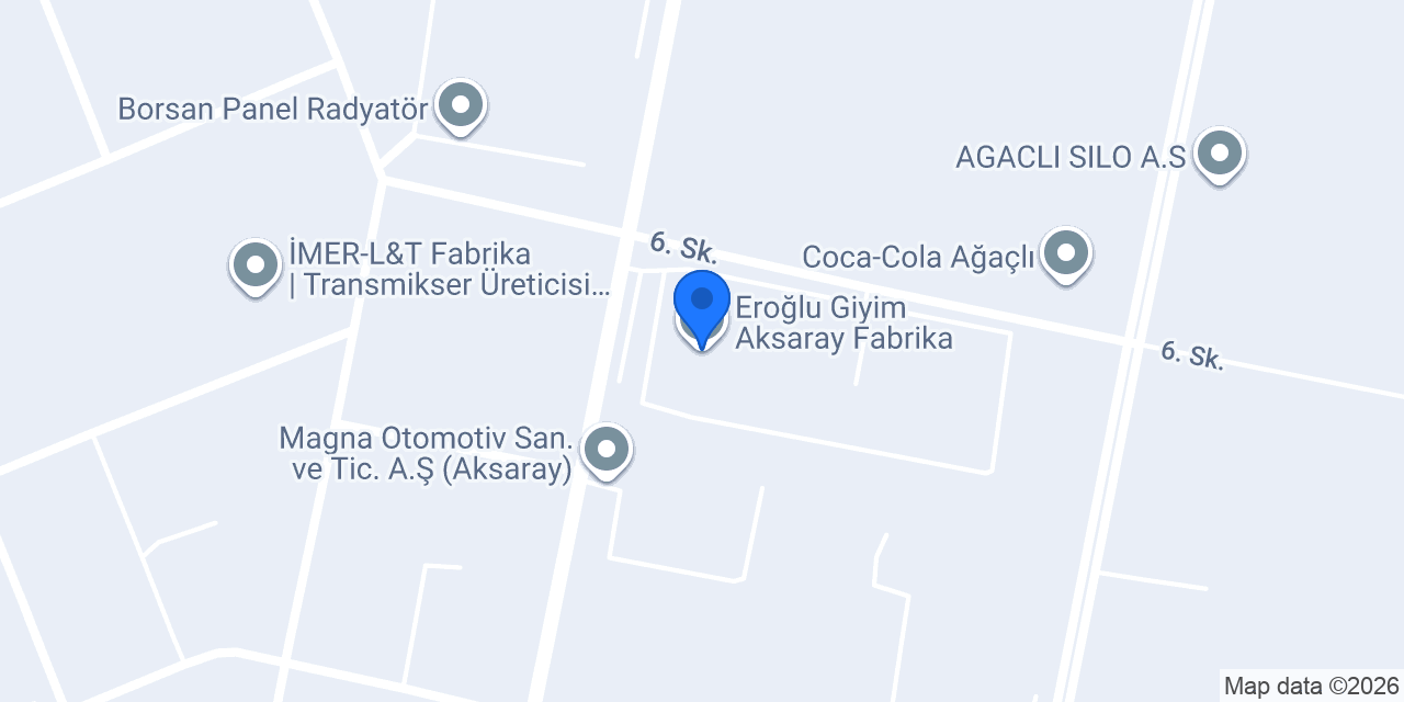 Eroğlu Giyim Aksaray Fabrika konumu
