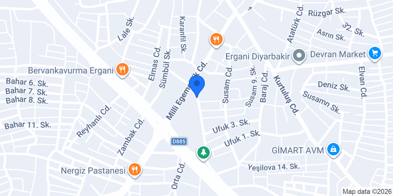 Aras Kargo Ergani Şubesi konumu