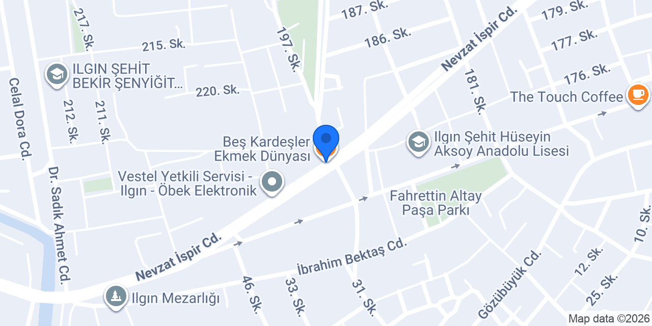 Beş Kardeşler Ekmek Dünyası konumu