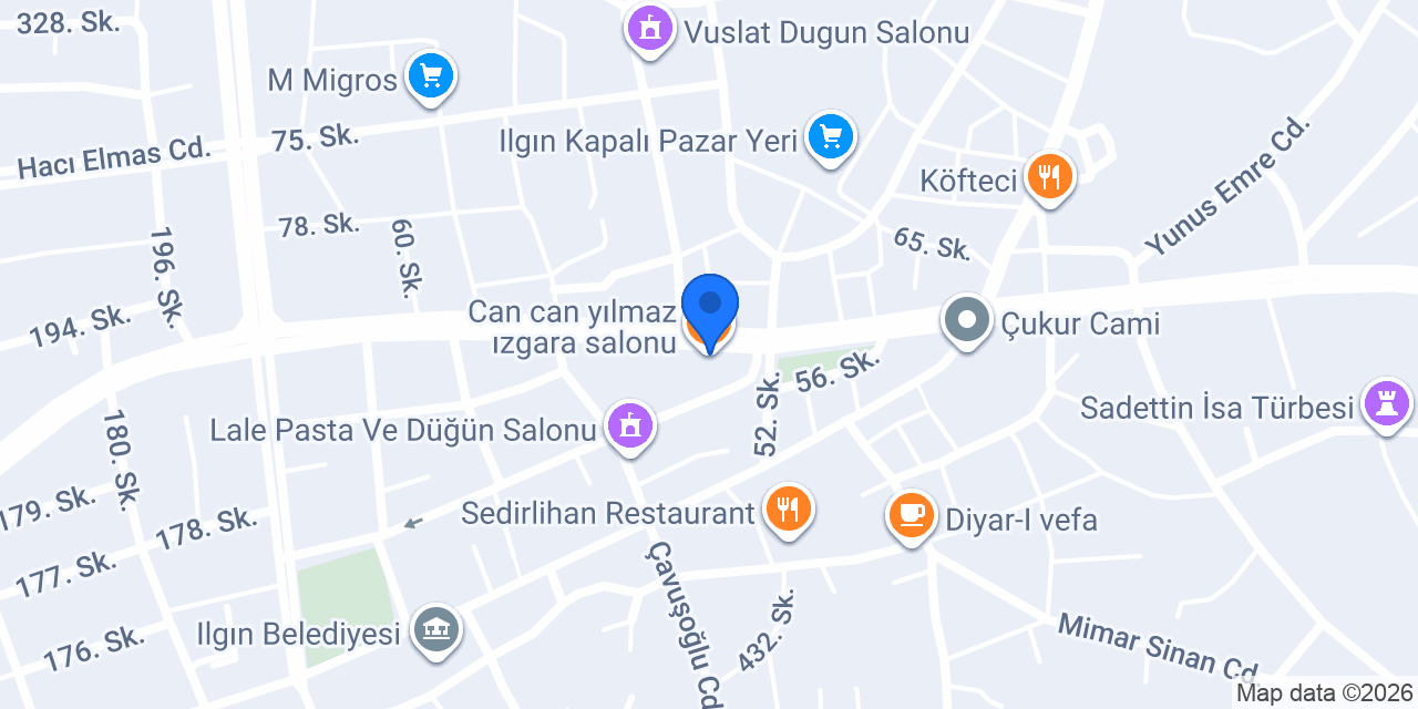 Can can yılmaz ızgara salonu konumu