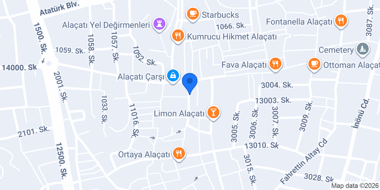 Karamel Waffle House Alaçatı konumu
