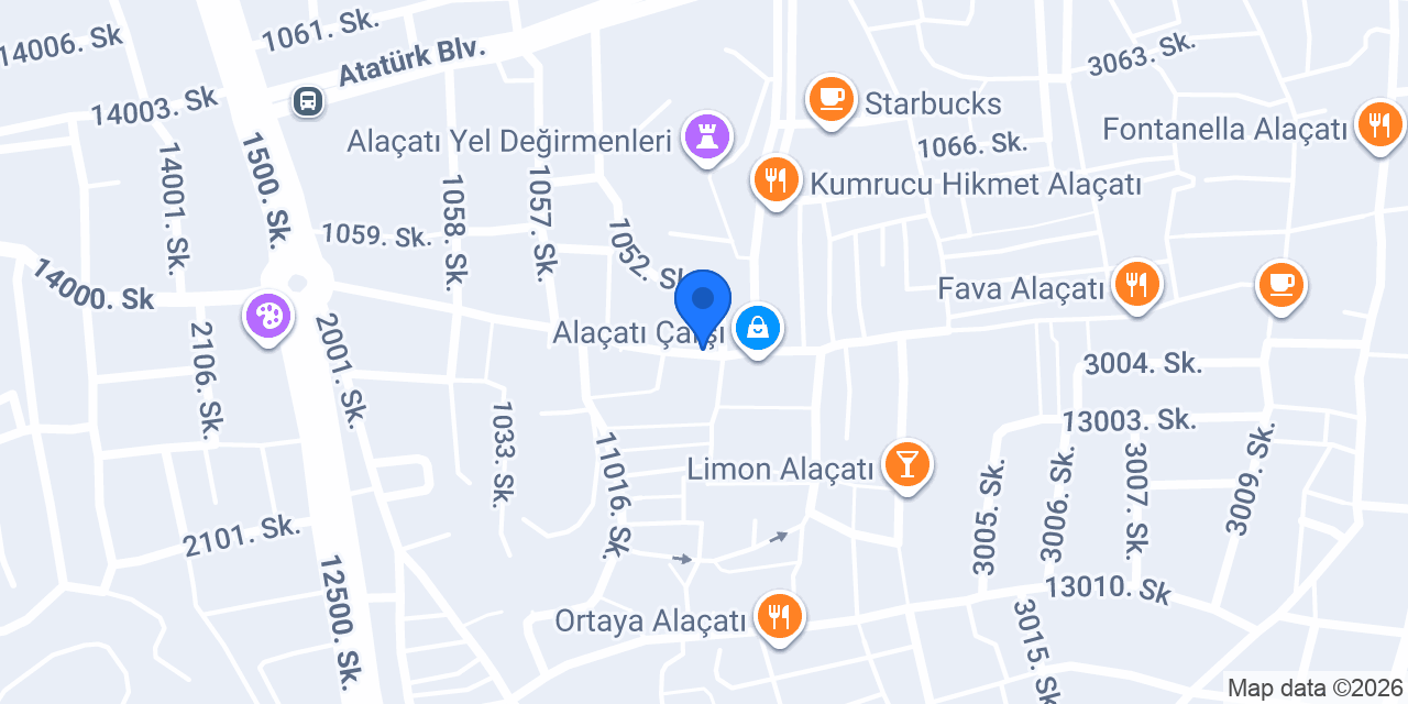 Yapı Kredi Bankası - Alaçatı Şubesi konumu