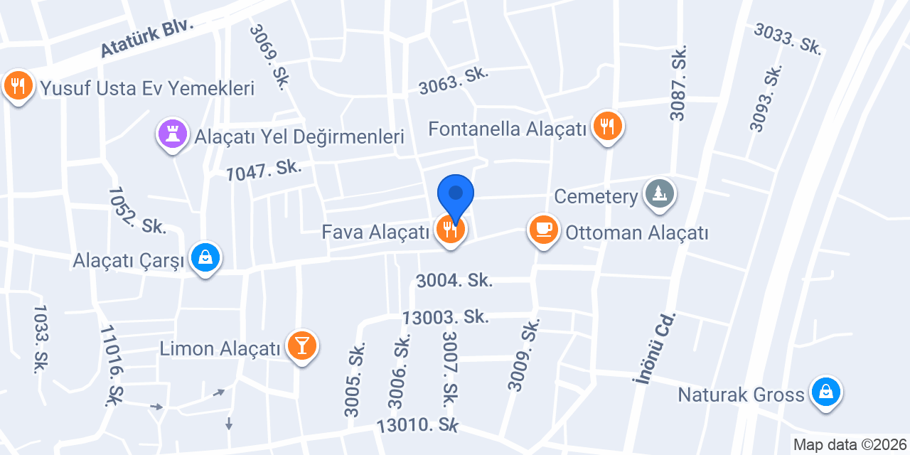 Alaçatı Gece Dürümcüsü konumu