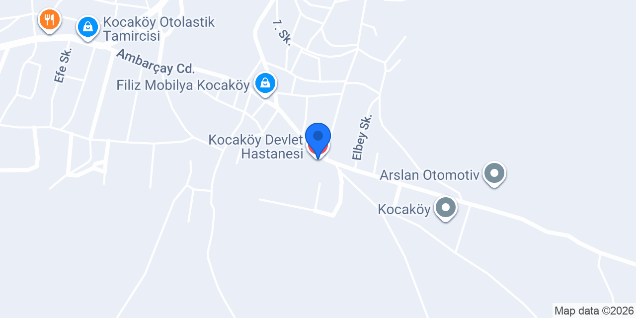 Kocaköy Devlet Hastanesi konumu