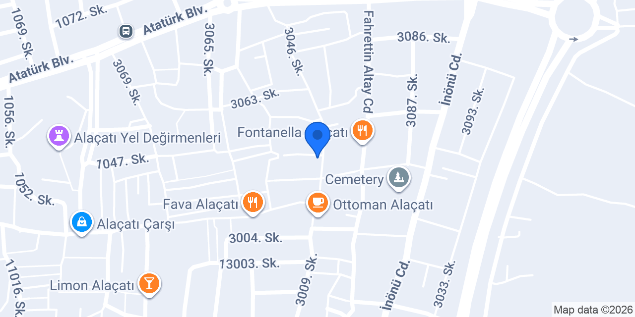 Alaçatı Bedirhan Otel konumu