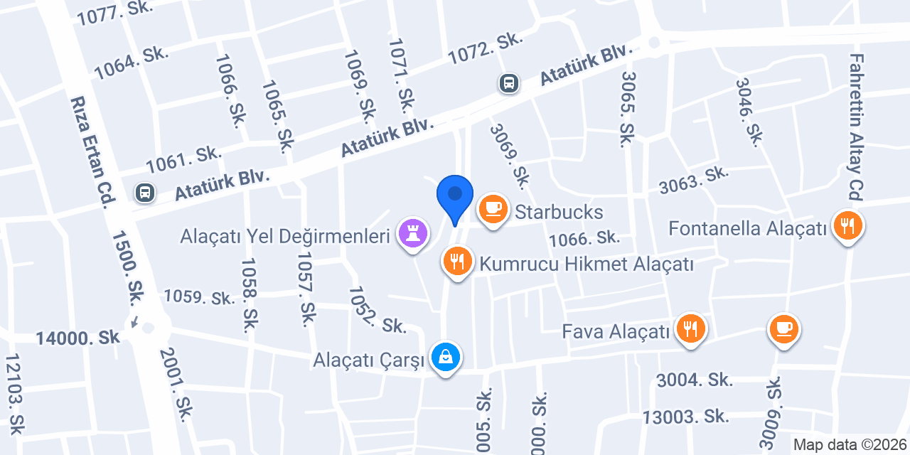 Alaçatı Sakız Ev Otel konumu