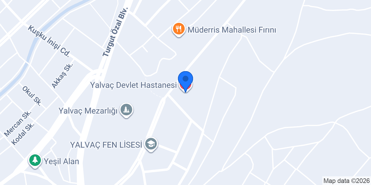 Yalvaç Devlet Hastanesi konumu