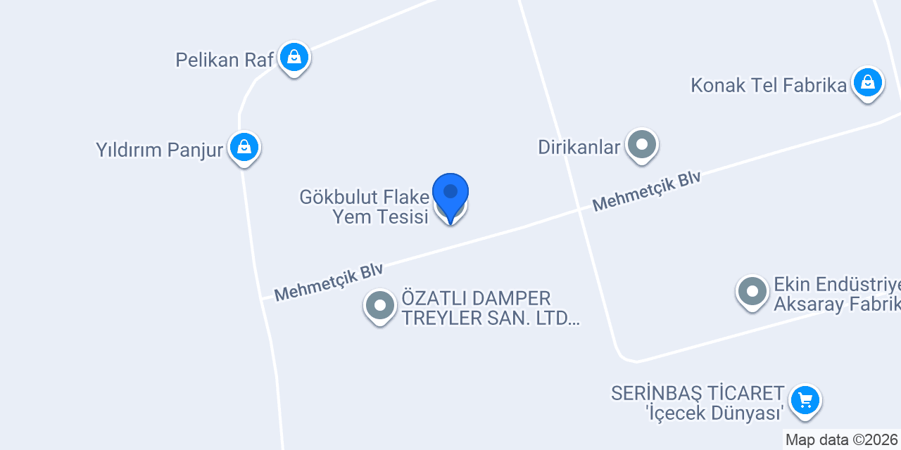 Gökbulut Flake Yem Tesisi konumu