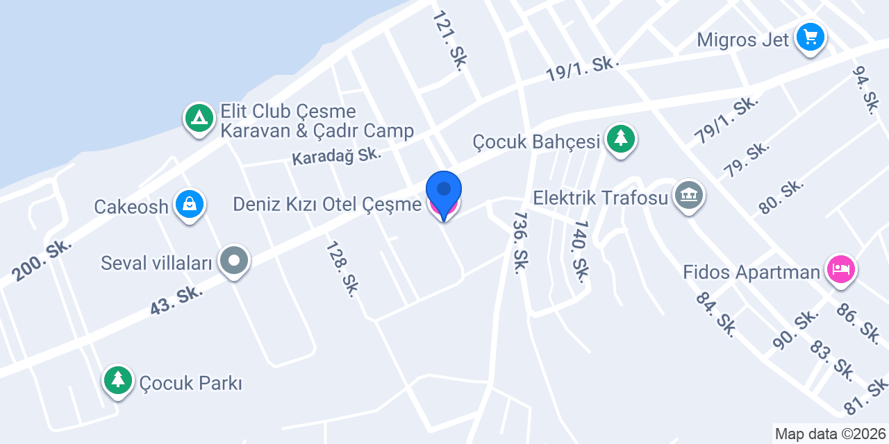 Deniz Kızı Otel Çeşme konumu