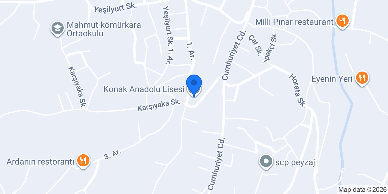 Konak Anadolu Lisesi konumu