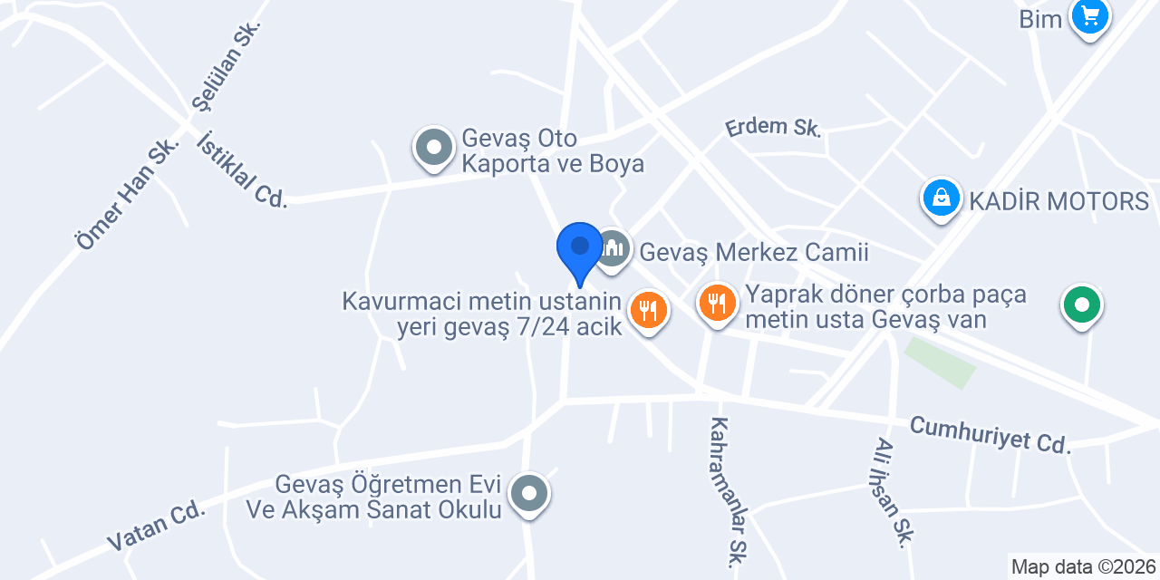Gevaş İlçe Milli Eğitim Müdürlüğü konumu