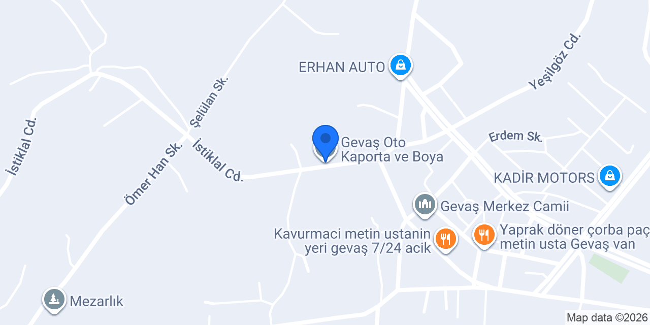 Gevaş Oto Kaporta ve Boya konumu