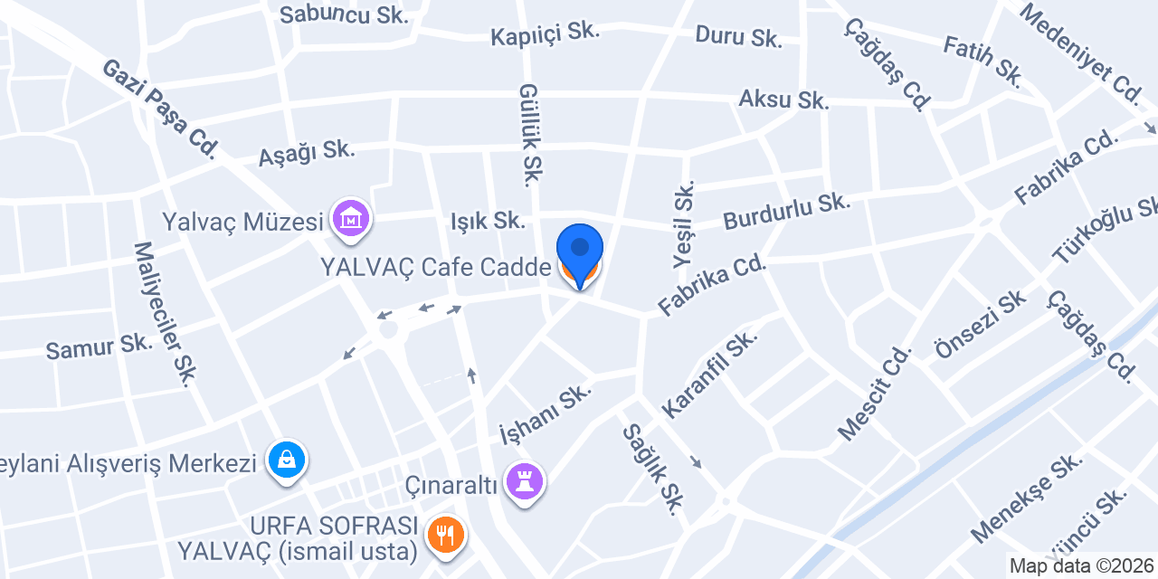 YALVAÇ Cafe Cadde konumu