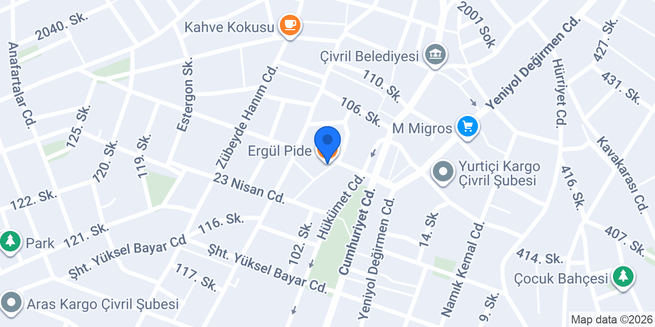 Ergül Pide konumu