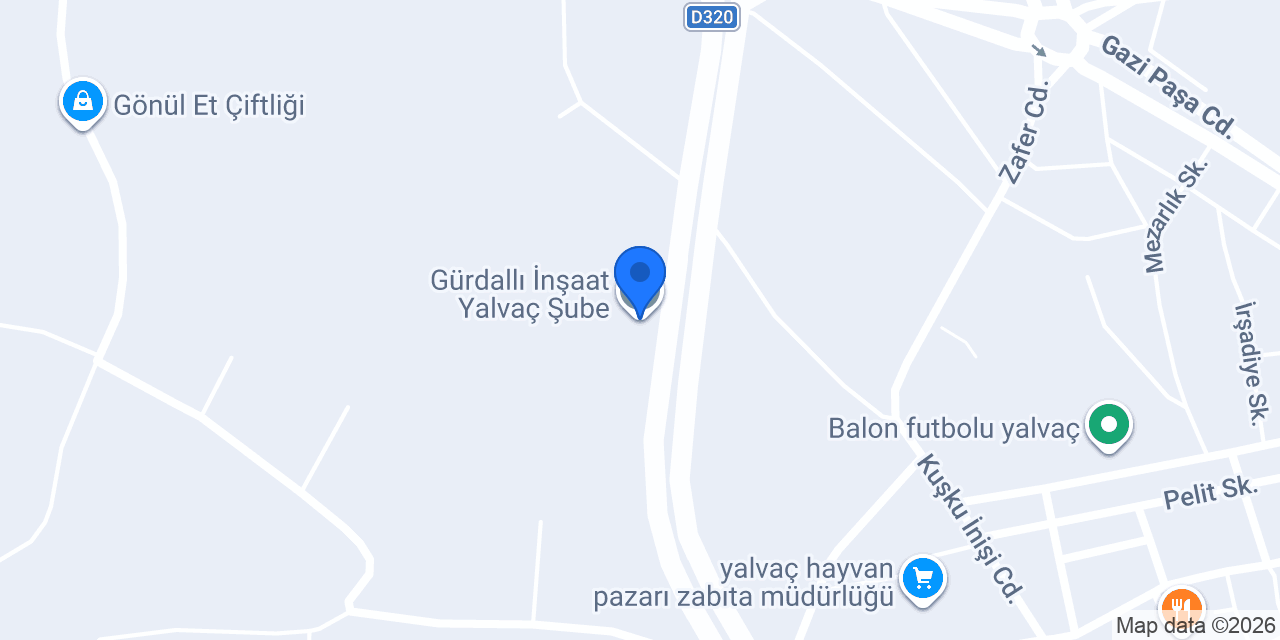 Gürdallı İnşaat Yalvaç Şube konumu