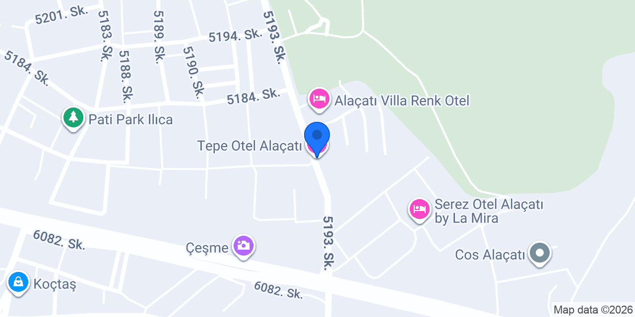 Tepe Otel Alaçatı konumu