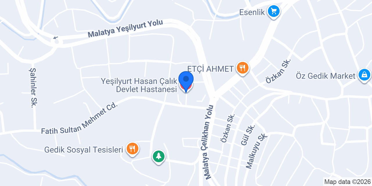 Yeşilyurt Hasan Çalık Devlet Hastanesi konumu