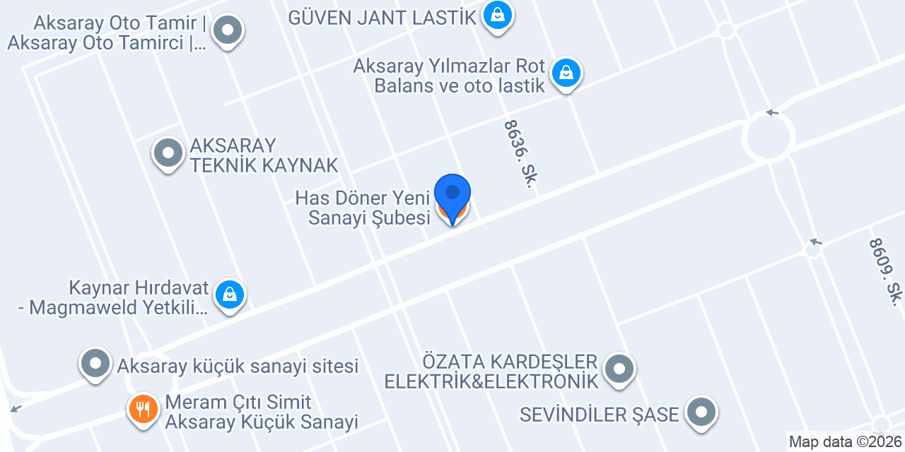 Has Döner Yeni Sanayi Şubesi konumu