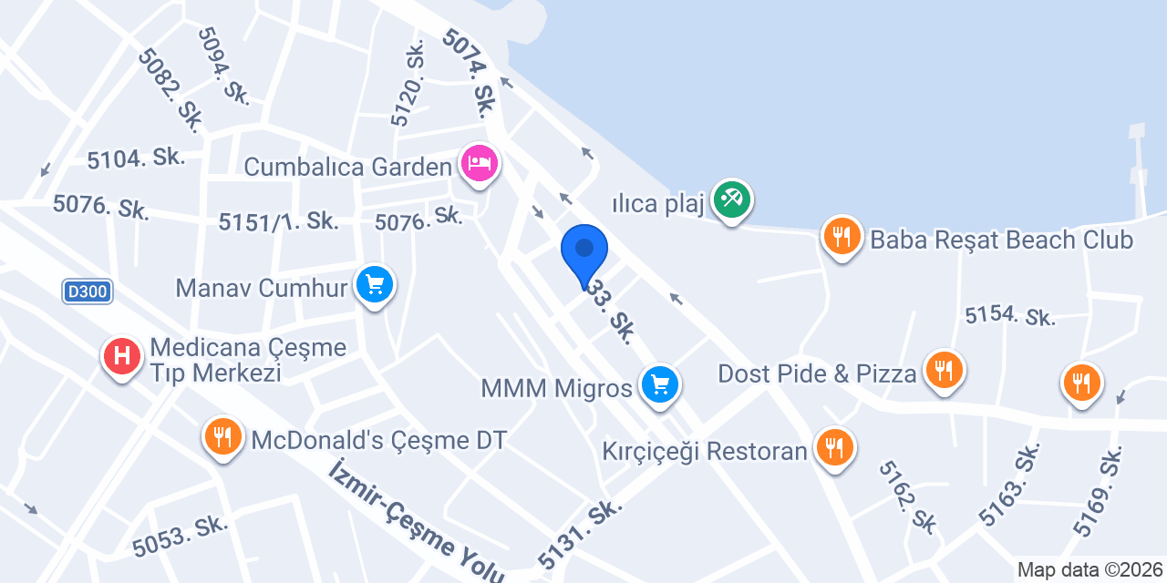 Z Otel Çeşme Ilıca konumu