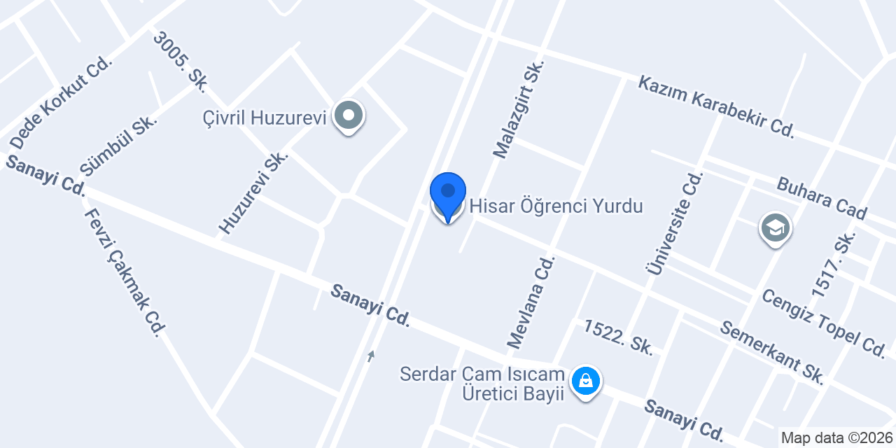 Hisar Öğrenci Yurdu konumu