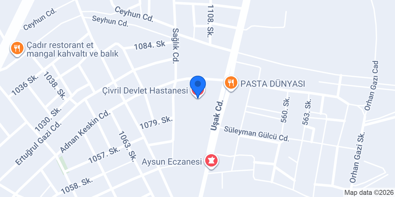 Çivril Devlet Hastanesi konumu