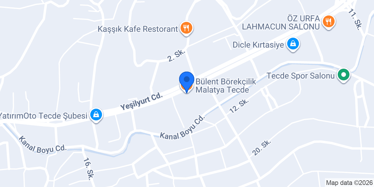 Bülent Börekçilik Malatya Tecde konumu