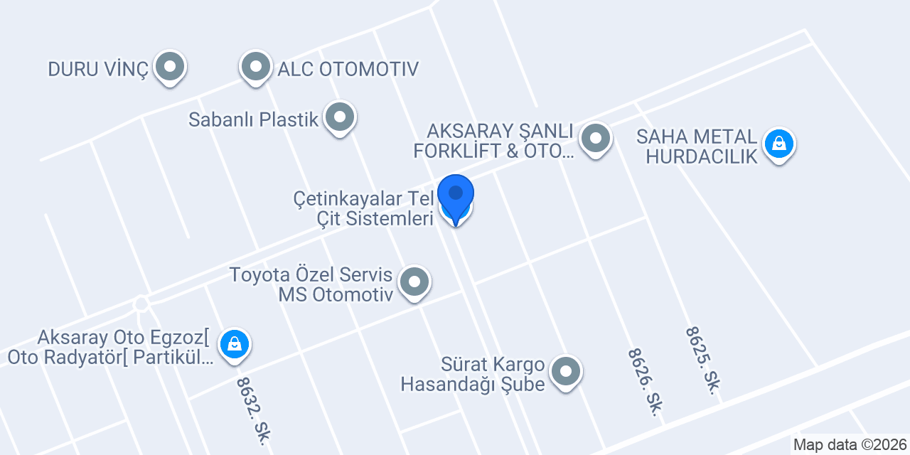 Çetinkayalar Tel Çit Sistemleri konumu