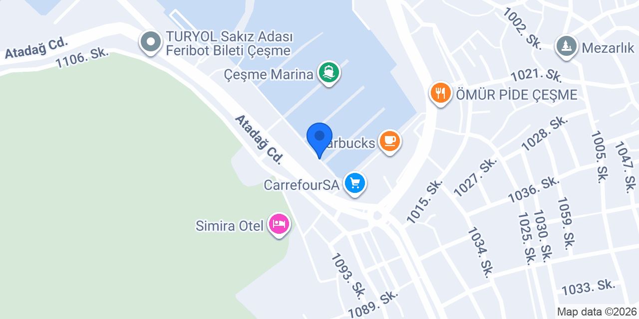 Sade Çeşme Marina konumu