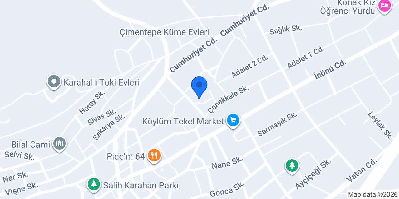 Karahallı Hükümet Konağı konumu