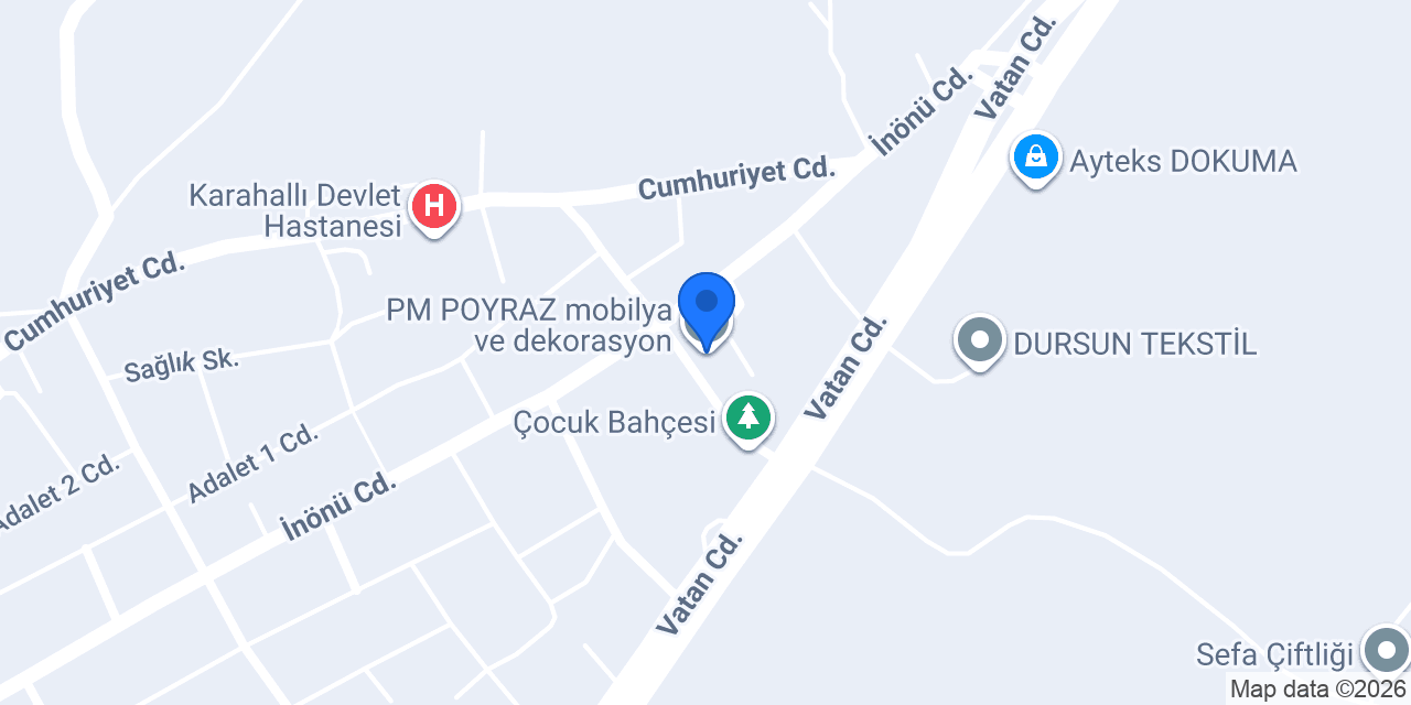 PM POYRAZ mobilya ve dekorasyon konumu
