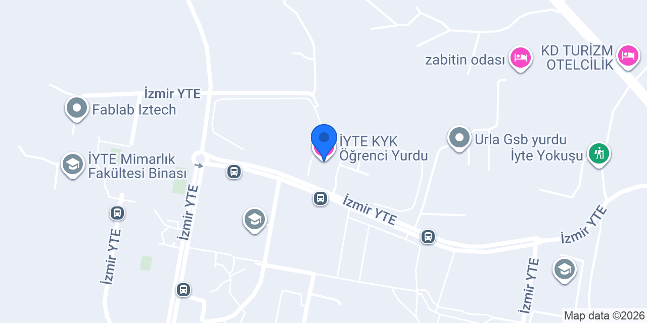 İYTE KYK Öğrenci Yurdu konumu