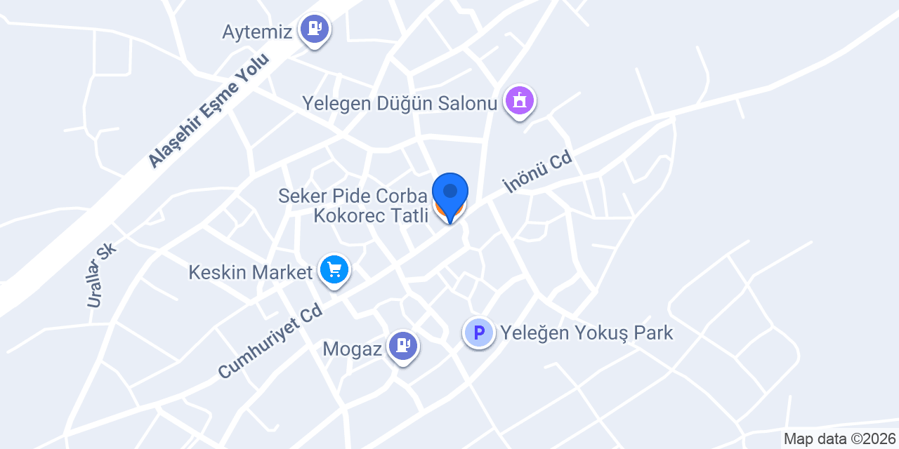 Seker Pide Corba Kokorec Tatli konumu