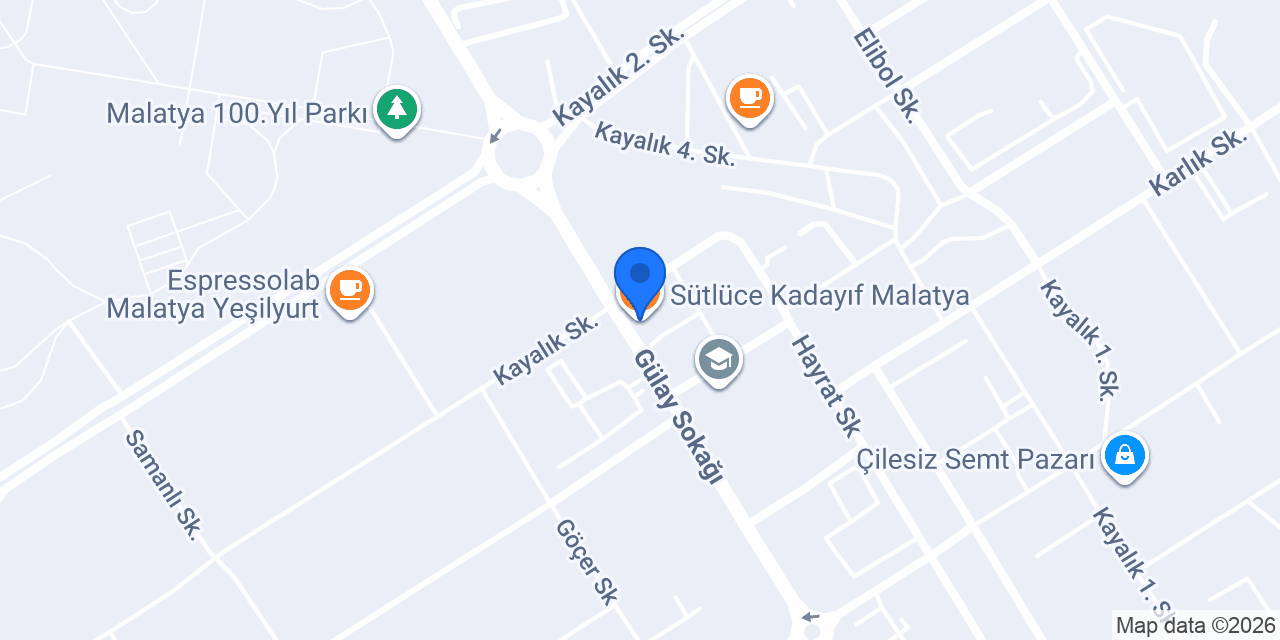 Sütlüce Kadayıf Malatya konumu