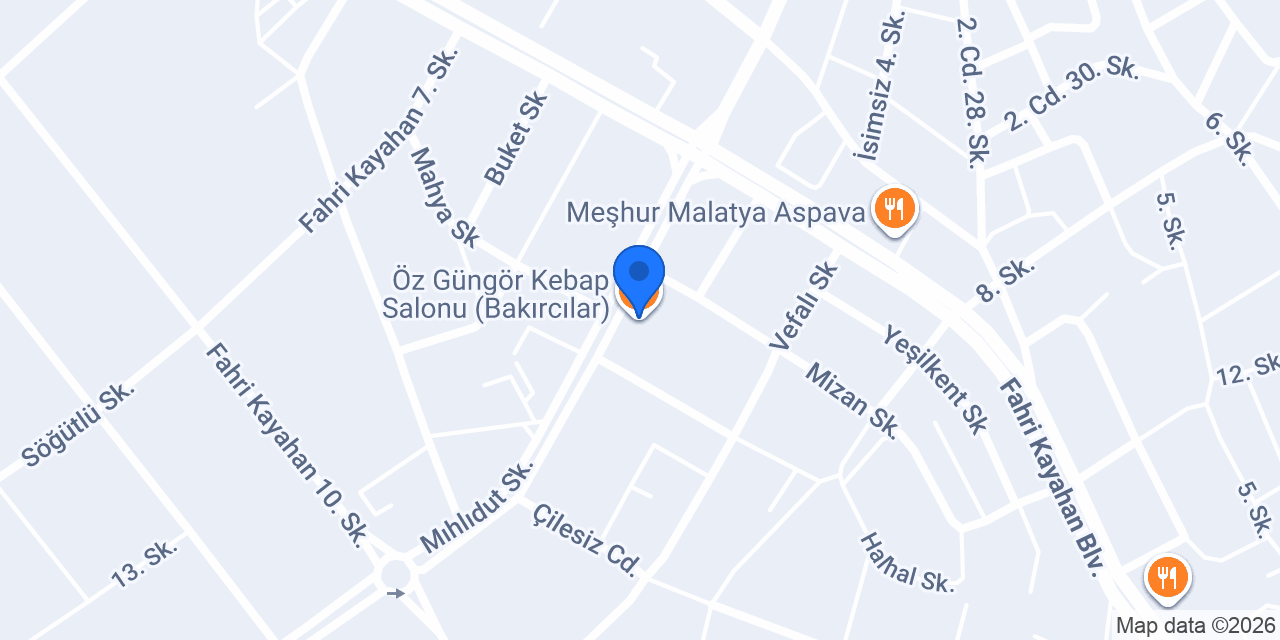 Öz Güngör Kebap Salonu (Bakırcılar) konumu