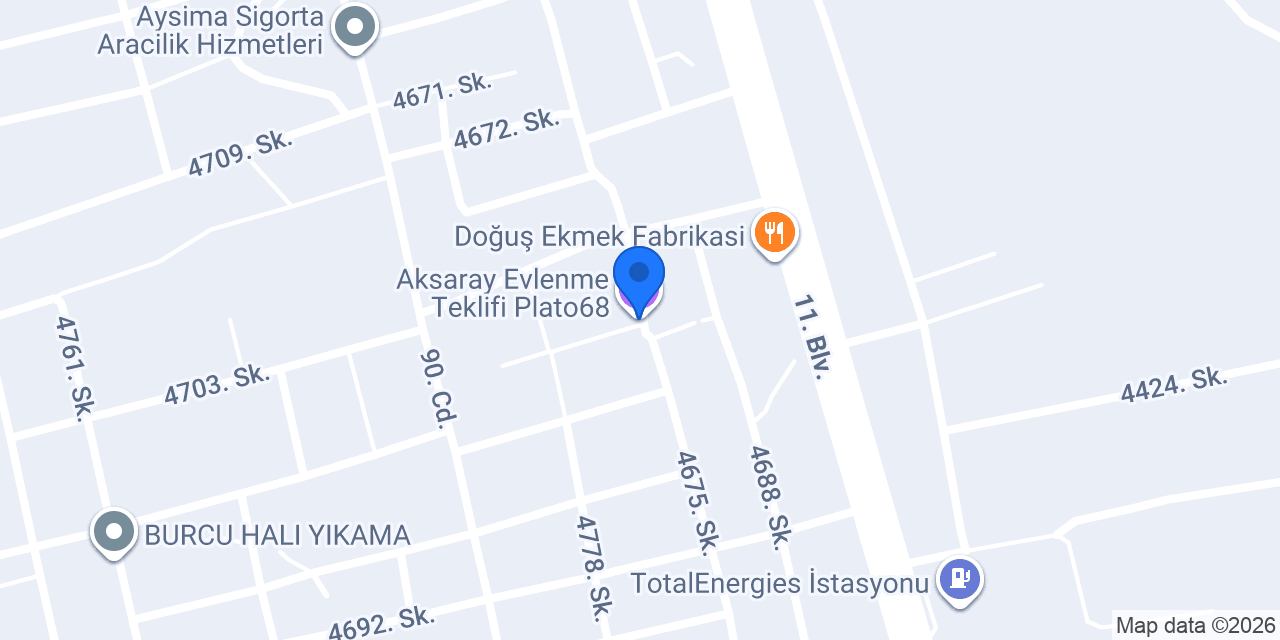 Aksaray Evlenme Teklifi Plato68 konumu