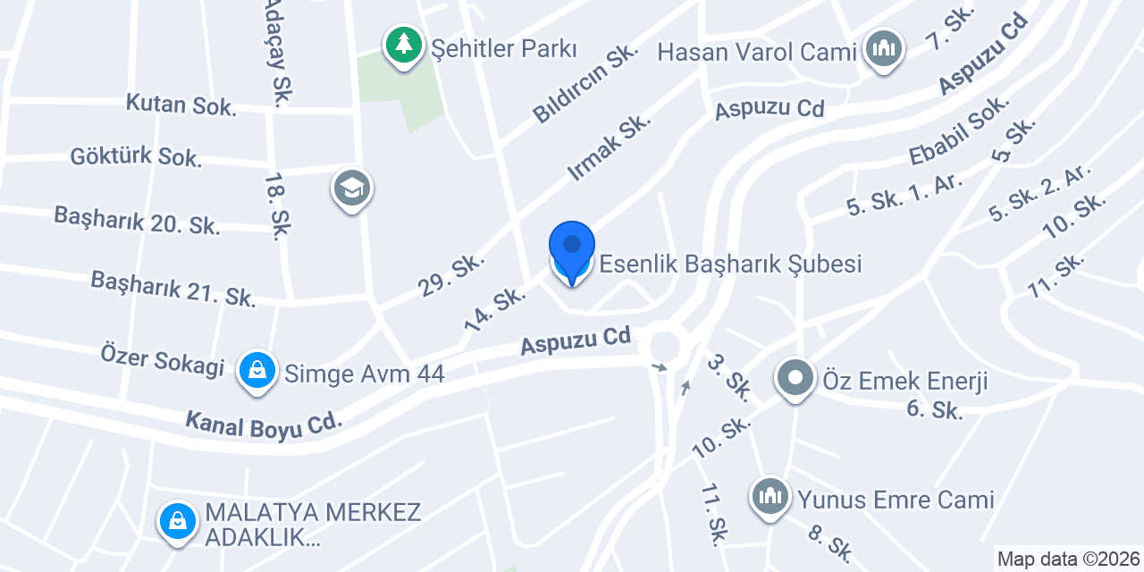 Esenlik Başharık Şubesi konumu