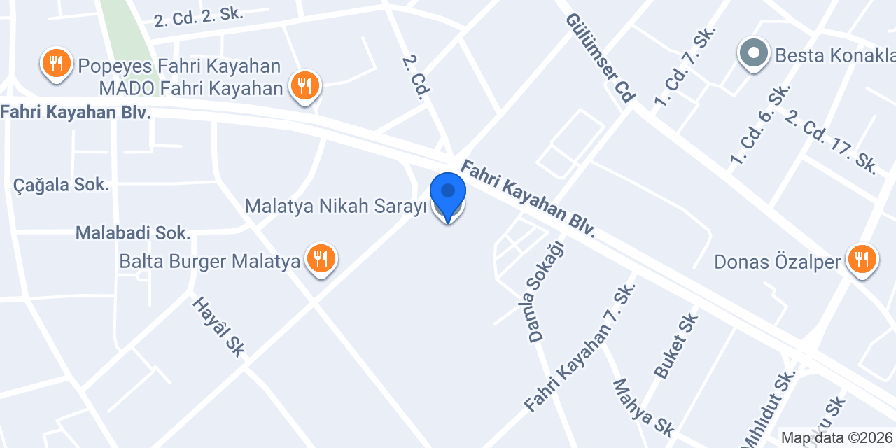 Malatya Nikah Sarayı konumu