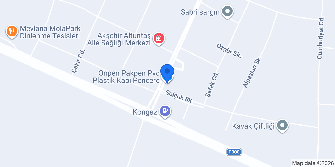 Onpen Pakpen Pvc Plastik Kapı Pencere konumu
