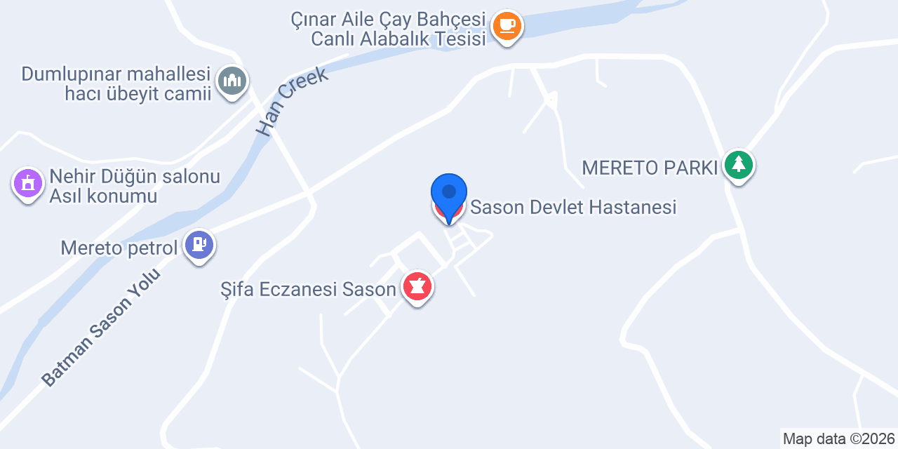 Sason Devlet Hastanesi konumu