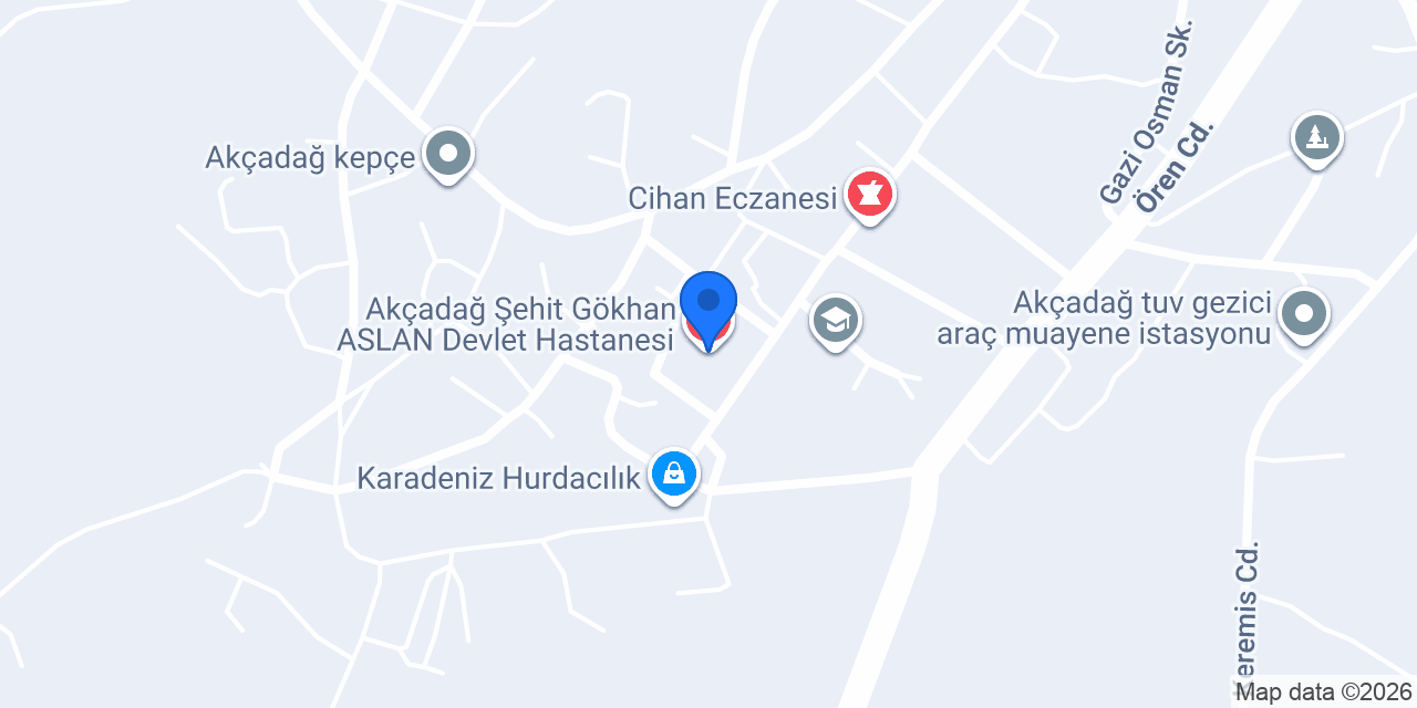 Akçadağ Şehit Gökhan ASLAN Devlet Hastanesi konumu