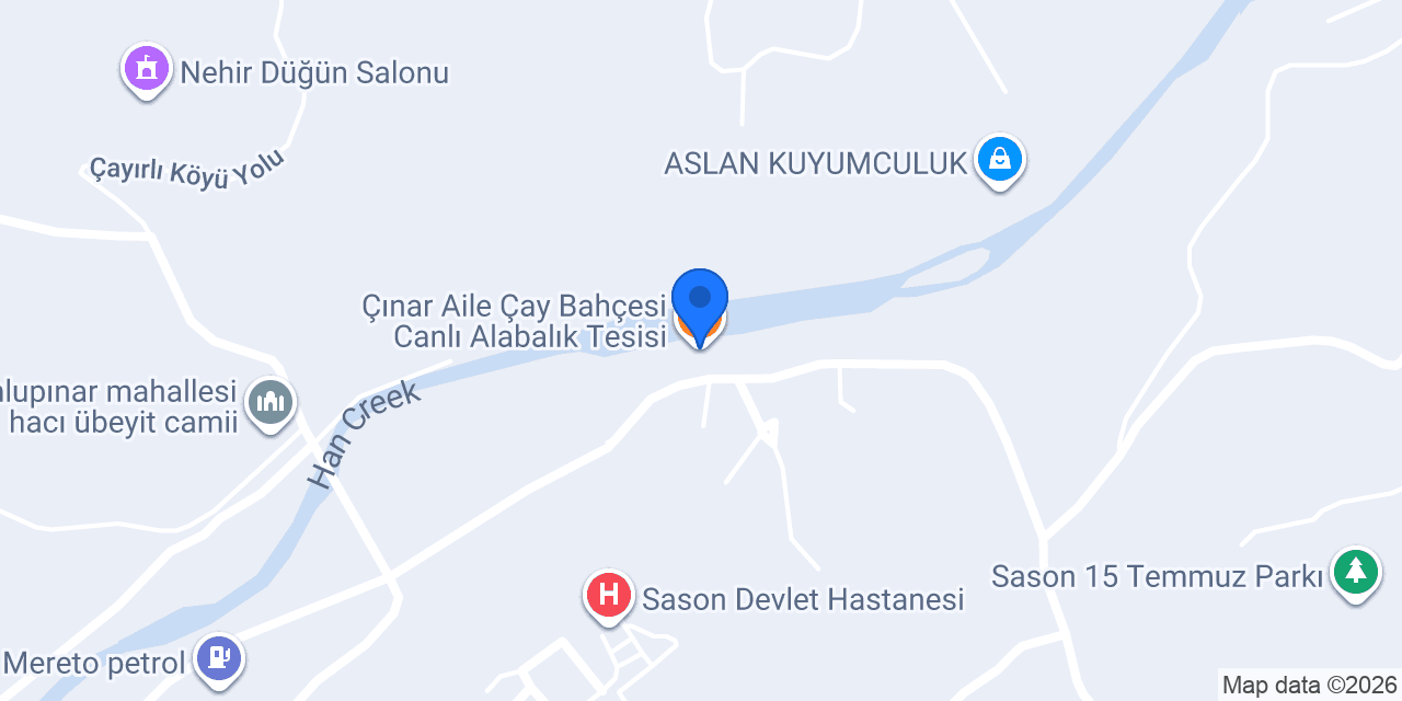 Çınar Aile Çay Bahçesi Canlı Alabalık Tesisi konumu