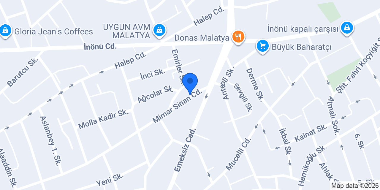 Demiroğulları-malatya Şubesi konumu