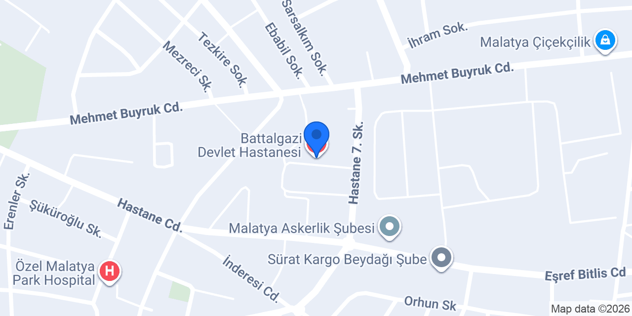 Battalgazi Devlet Hastanesi konumu