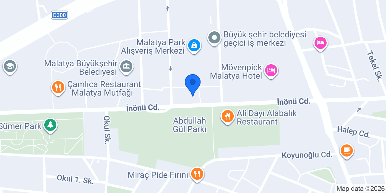 Malatya Özel Direksiyon Bayan Sibel konumu