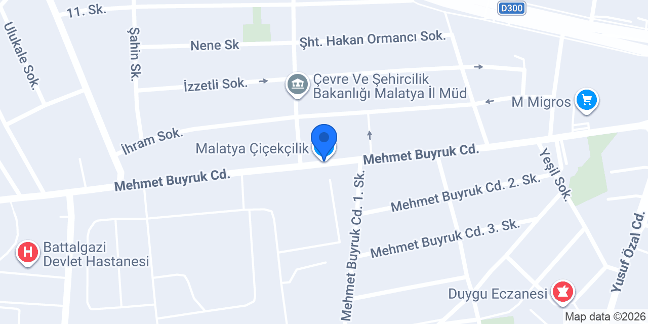 Malatya Çiçekçilik konumu